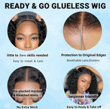 Curly Easy Wear & Go Glueless Wigs Pre-Cut lace, Pre-Plucked Natural Hairline, Bleach knots 6x5 HD Lace Closure Wigs Beginner Friendly