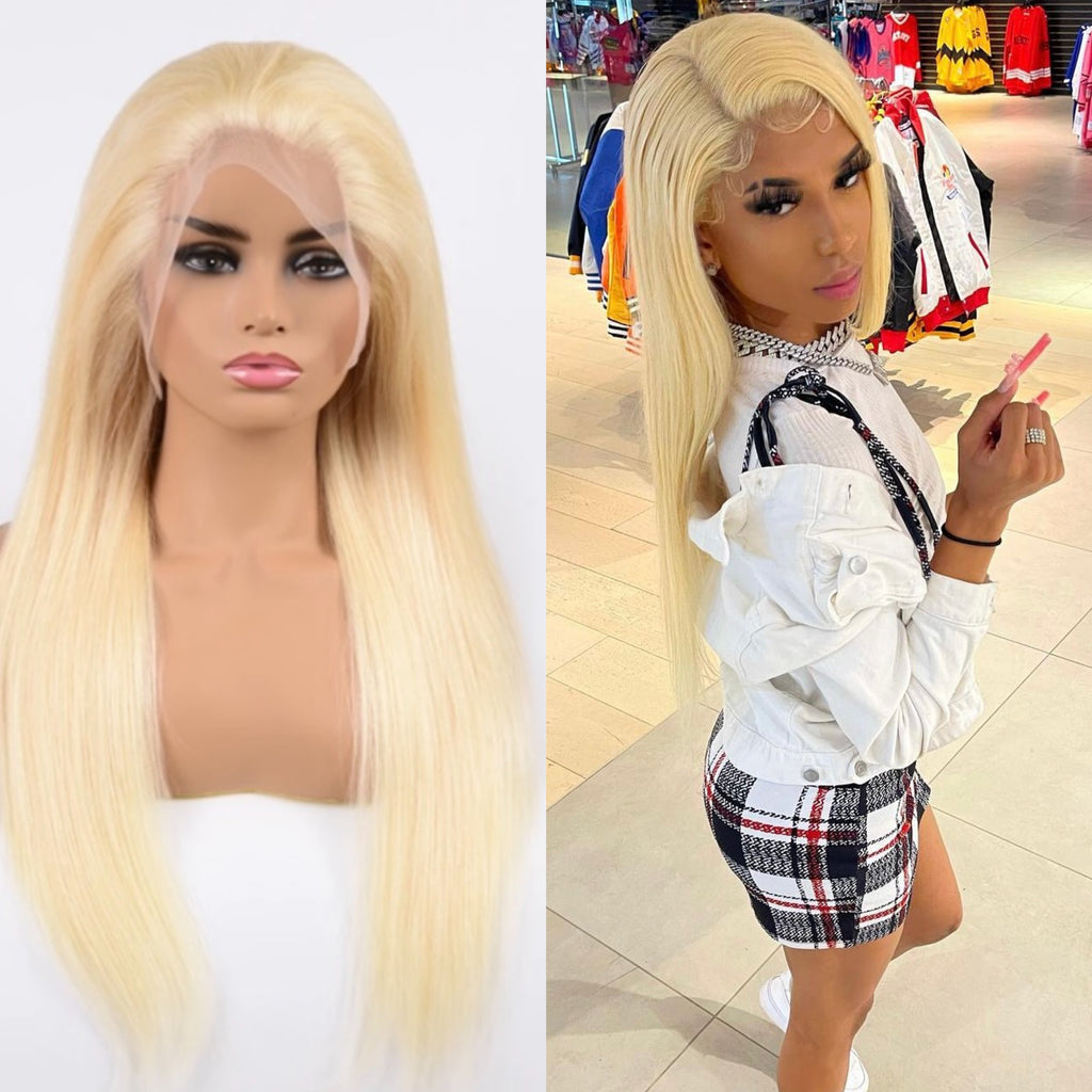 13x4 Transparent Lace front wig 613 Blonde Straight