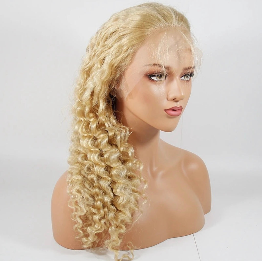 13x6 Transparent lace front wig 613 Blonde Curly