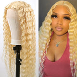 13x4 Transparent Lace front wig 613 Blonde Deep Wave
