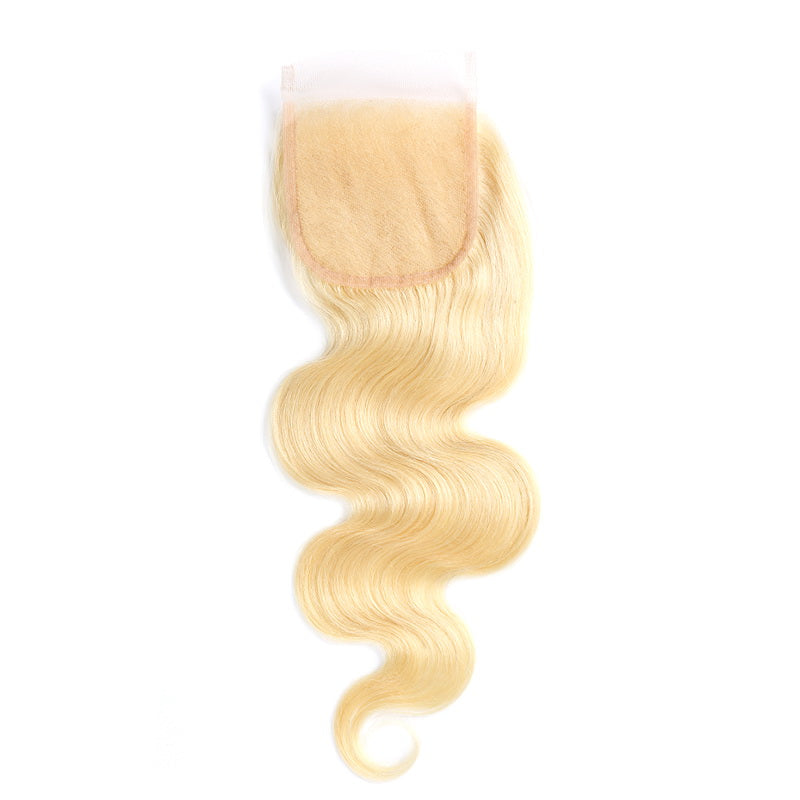 4x4 Closure 613 Blonde Transparent lace Body Wave