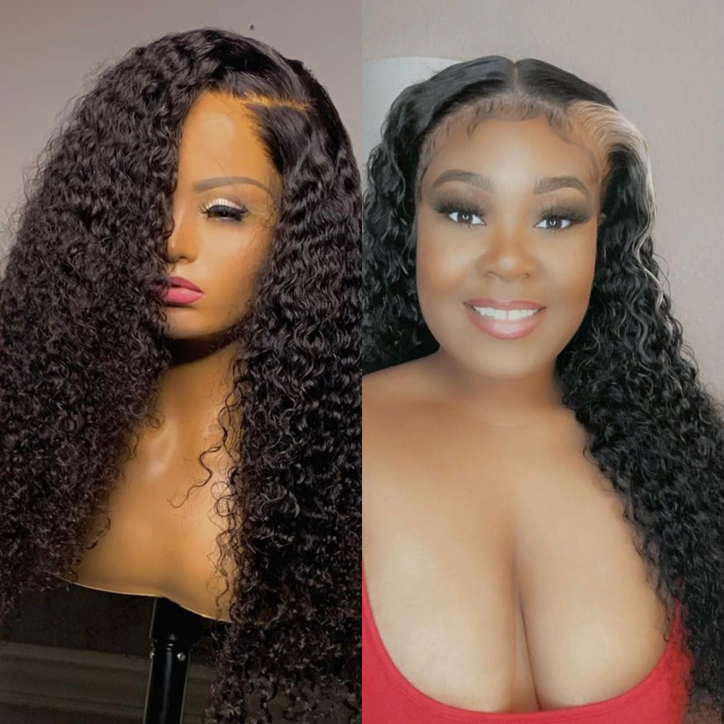 13x4 Transparent Lace front wig Natural Color Curly