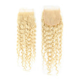 4x4 Closure 613 Blonde Transparent lace Curly